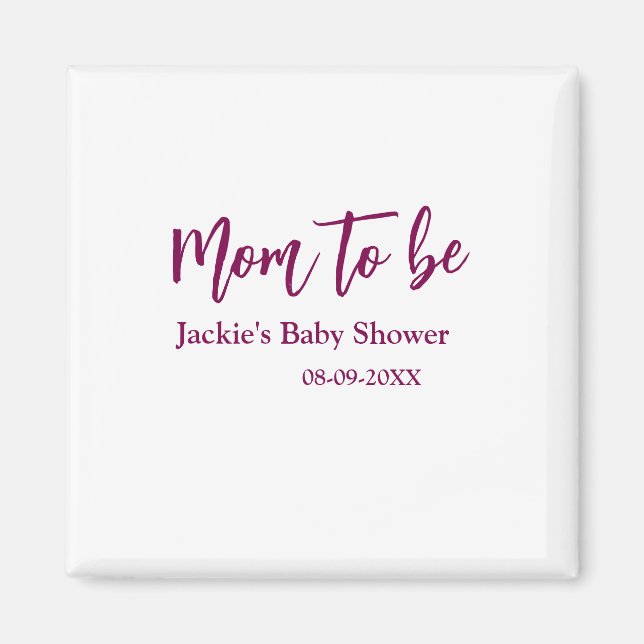 Name Datum Baby-Party werdende Mutter pink einfach Magnet (Vorne)