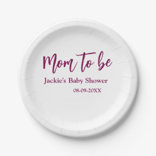 Name Datum Baby-Party werdende Mutter pink einfach Pappteller