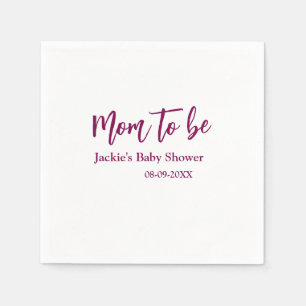 Name Datum Baby-Party werdende Mutter pink einfach Serviette
