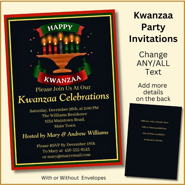 Name Datum Daten hinzufügen Happy Kwanzaa Candles  Einladung (Von Creator hochgeladen)