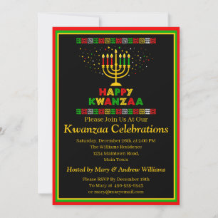 Name Datum Details Kwanzaa Candles Stars Party hin Einladung