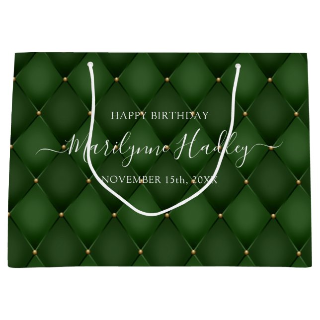 Name Datum Harlequin Emerald Green Geburtstag Große Geschenktüte (Vorderseite)