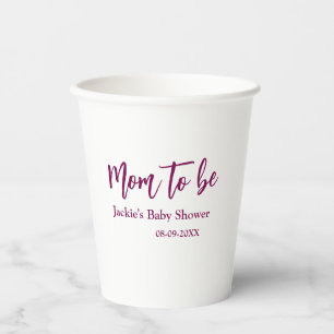 Name Datum rosa einfache Minimal-Babyshower für we Pappbecher