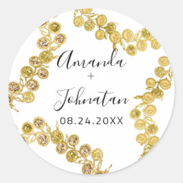 Name Datum Weißer Goldschmied Elegant Runder Aufkleber