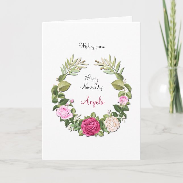 Name Day Floral Crescent Card Karte (Vorderseite)