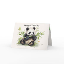 Name Day Panda Bär mit Bamboo