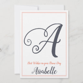 Name Day Saint's Day Letter A Monogram Einladung