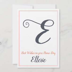 Name Day Saint's Day Letter E Monogram Einladung
