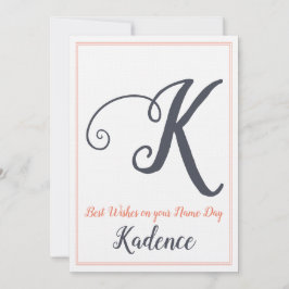 Name Day Saint's Day Letter K Monogram Einladung