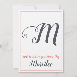 Name Day Saint's Day Letter M Monogram Einladung