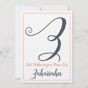 Name Day Saint's Day Letter Z Monogram Einladung