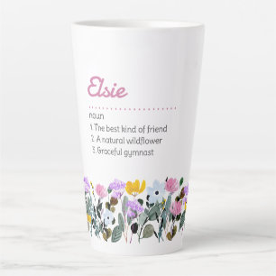 Name Definition mit einfachem Wildblumenrand Milchtasse