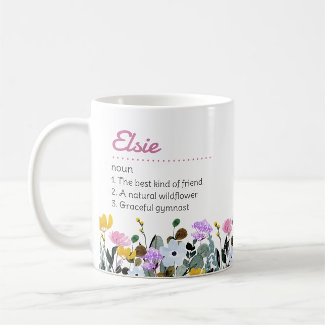 Name Definition mit Niedlicher Wildblume Kaffeetasse (Links)