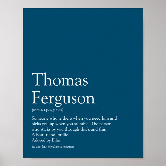 Name Definition Modern Typografisch blau Poster (Vorne)