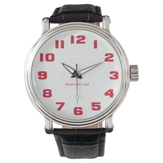 Name deine Männeruhr - Rot Armbanduhr (Vorderseite)