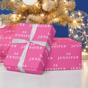 Name der 30. Geburtstagsfeier Hot Pink Modernes Mu Geschenkpapier