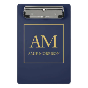 Name der Anfangsbuchstaben des Blue Gold Colors Mo Mini Klemmbrett