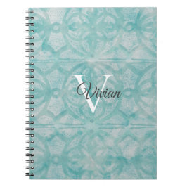 Name der aquamarinen Farbe des Monogramms Notizblock