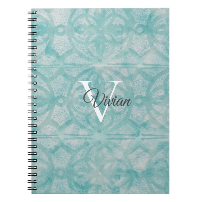 Name der aquamarinen Farbe des Monogramms Notizblock (Vorderseite)