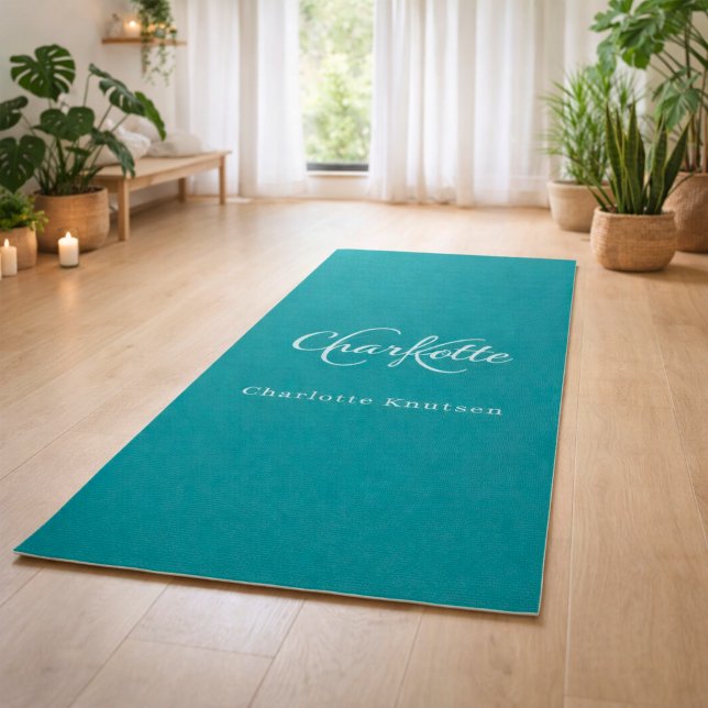 Name der aquamarinen grünen Monogramm-Initialen Yogamatte (Von Creator hochgeladen)