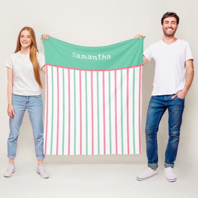 Name der aquamarinen grünen rosa Streifen Fleecedecke (Beispiel)