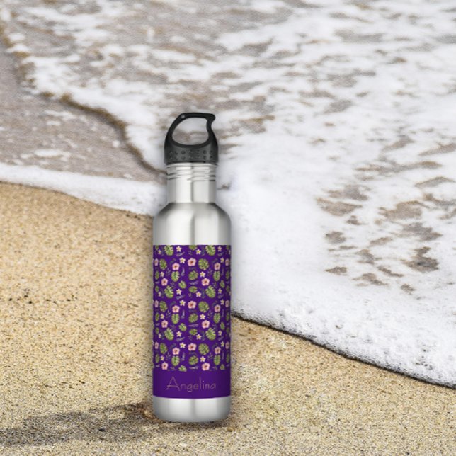 Name der Aquarellfarbe Rosa Blume lila Edelstahlflasche (Von Creator hochgeladen)