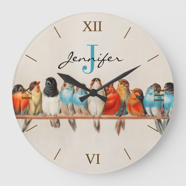 Name der Aquarellfarben-Monogrammbezeichnung für a Große Wanduhr (Vorderseite)