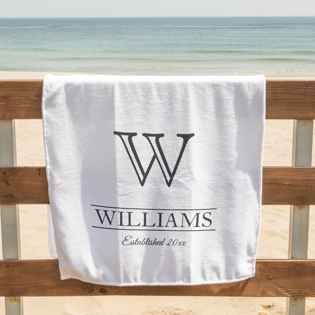 Name der benutzerdefinierten, klassischen Monogram Strandtuch (Celebrate your family with this elegant beach towel that has your monogram and name.)