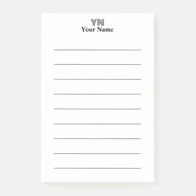 Name der benutzerdefinierten Monogramm-Initialen Post-it Klebezettel (Vorderseite)