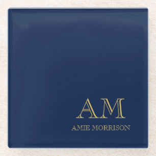 Name der Beruflichen Anfangsbuchstaben Blue Gold C Glasuntersetzer