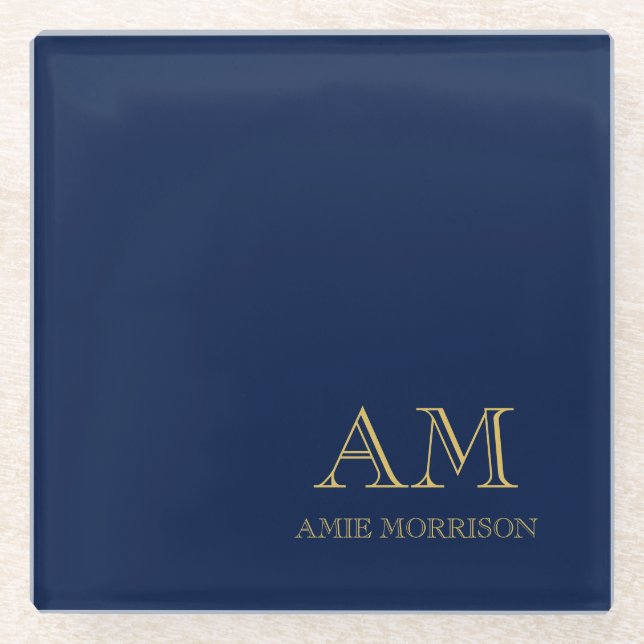Name der Beruflichen Anfangsbuchstaben Blue Gold C Glasuntersetzer (Vorderseite)