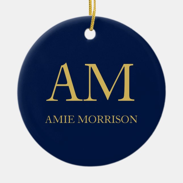 Name der Beruflichen Anfangsbuchstaben Blue Gold C Keramik Ornament (Vorne)