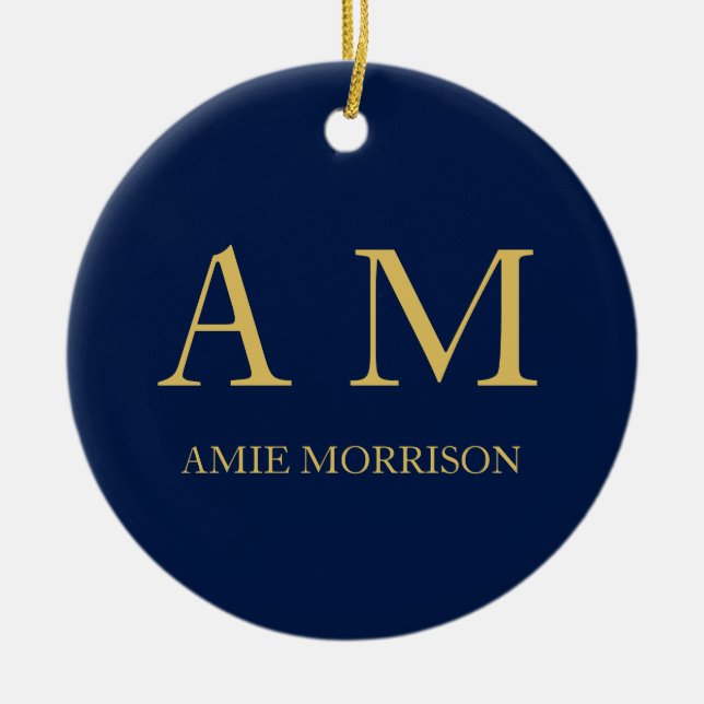 Name der Beruflichen Anfangsbuchstaben Blue Gold C Keramik Ornament (Vorne)