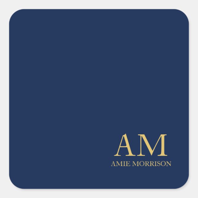 Name der Beruflichen Anfangsbuchstaben Blue Gold C Quadratischer Aufkleber (Vorderseite)