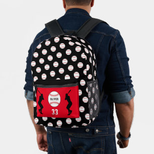 Name der Black Baseball-Ball-Silhouette Bedruckter Rucksack