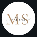 Name der Black & Gold Monogramm Wedding Classic Ro Runder Aufkleber<br><div class="desc">Black & Gold Monogramm Nachname Klassischer Rundaufkleber.</div>