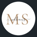Name der Black & Gold Monogramm Wedding Classic Ro Runder Aufkleber<br><div class="desc">Black & Gold Monogramm Nachname Klassischer Rundaufkleber.</div>