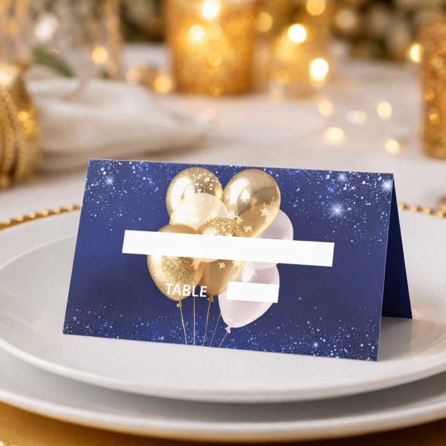 Name der blauen Goldballons der Birthday Party Platzkarte (Von Creator hochgeladen)