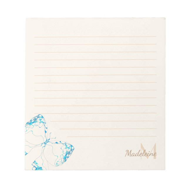 Name der blauen Schmetterlingsmarine Whimsical Ele Notizblock (Vorderseite)