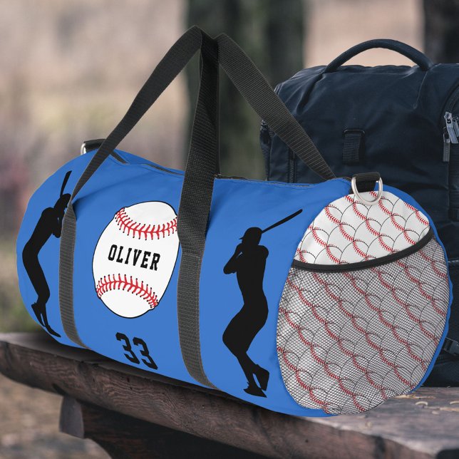 Name der Blue Baseball Ball Player-Silhouette Duffle Bag (Von Creator hochgeladen)