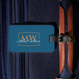 Name der Blue White Gold Monogram Gepäckanhänger