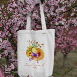 Name der Blumenbewohnerin Boho Tragetasche<br><div class="desc">Rustikale böhmische elegante Kalligraphie Drehbuch Blumenhut Tote Tasche Geschenk überbrückt. Einfach mit Ihrem Text personalisieren!</div>