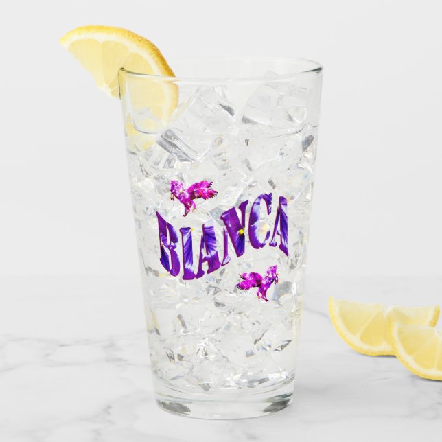 Name der Blütenbianca mit Unicornen, Glas (Vorderseite Ice)