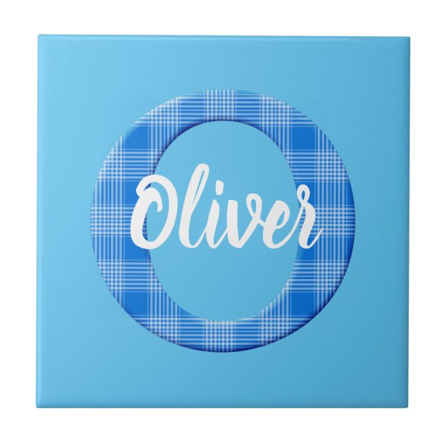 Name der Boys Benutzerdefinierter Karierter Buchst Fliese (Vorderseite)