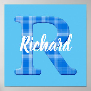 Name der Boys Karierter Buchstabe R Poster
