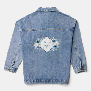 Name der Braut Blaue und weiße Blumen Geometrische Jeansjacke
