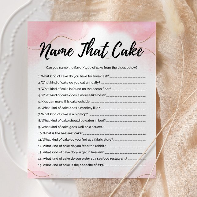 Name der Cake Rose Gold Party Game Card (Von Creator hochgeladen)