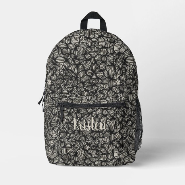 Name der coolen dunklen Holzkohle Bedruckter Rucksack (Vorderseite)