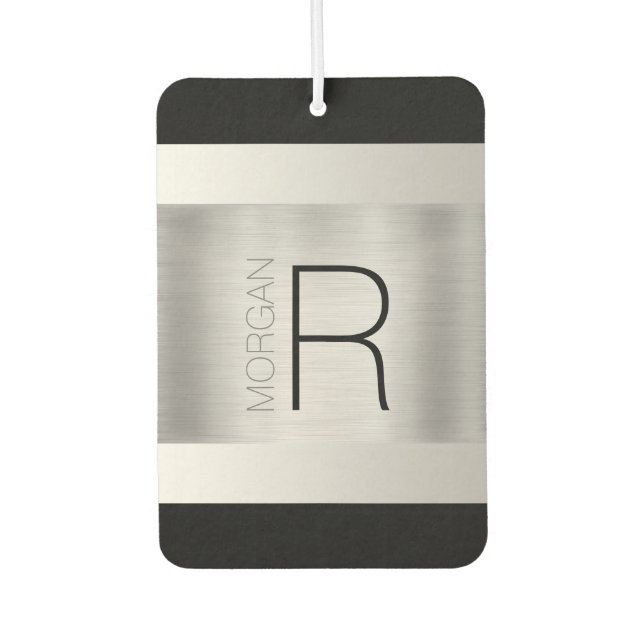 Name der DIY Monogramm, Schwarzer, Grauer Text, Si Autolufterfrischer (Vorderseite)
