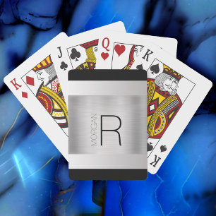 Name der DIY Monogramm, Schwarzer, Grauer Text, Si Spielkarten